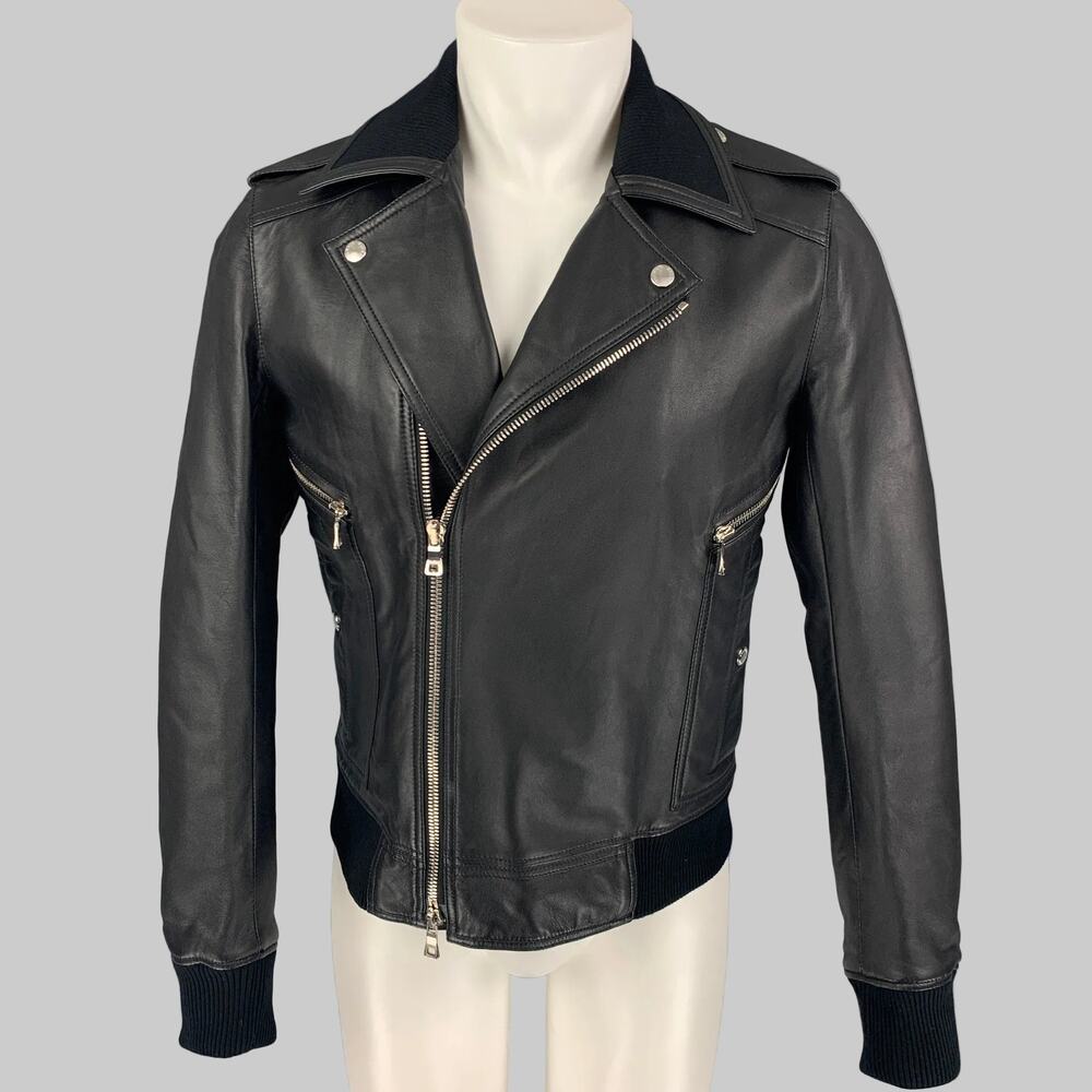 BALMAIN By Olivier Rousteing Size 38 Black Leather Motorcycle Jacket